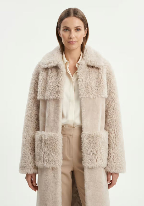Shearling Wendemantel Damen – Luxus Lammfellmantel Modell 1022