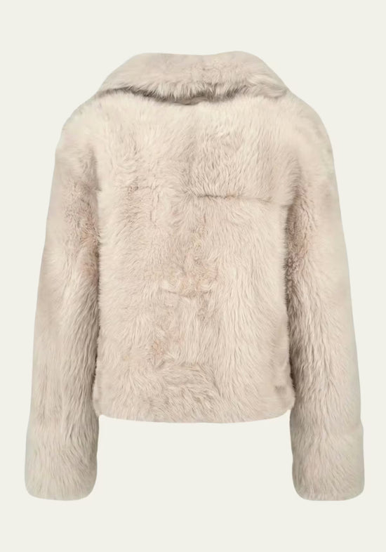 Luxuriöse Toscana Lammfelljacke in Creme-Beige – Modell 1039
