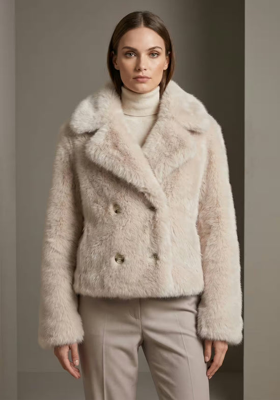 Luxuriöse Toscana Lammfelljacke in Creme-Beige – Modell 1039