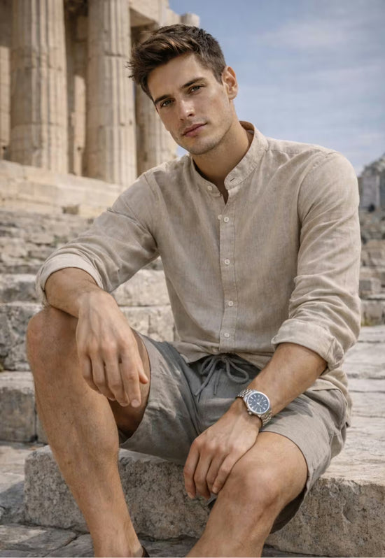 Leinen-Shorts in Sandgrau aus reinem Leinen – leicht und zeitlos