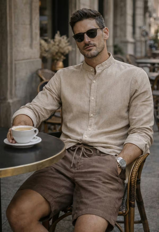 Leinen-Shorts in warmem Braun aus reinem Leinen – natürliche Eleganz