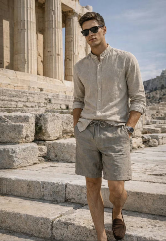 Leinen-Shorts in Sandgrau aus reinem Leinen – leicht und zeitlos