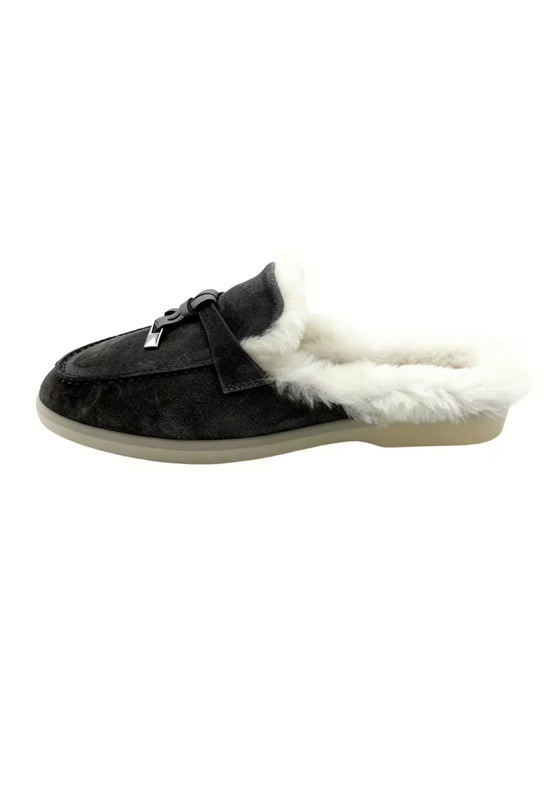Fiorana Damen  Lammfell Mules Anthrazit