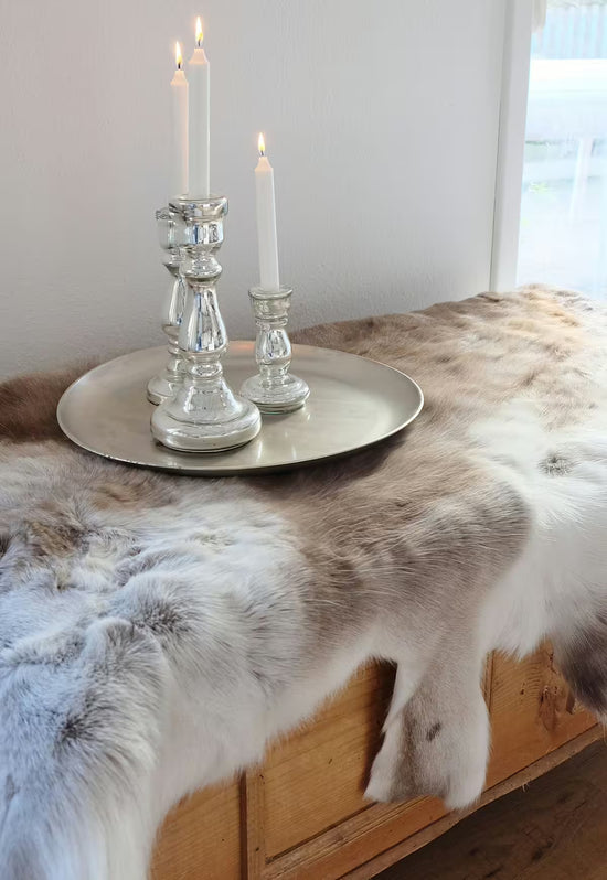 Rentierfell Creme/Braun – Echtfell aus Finnland