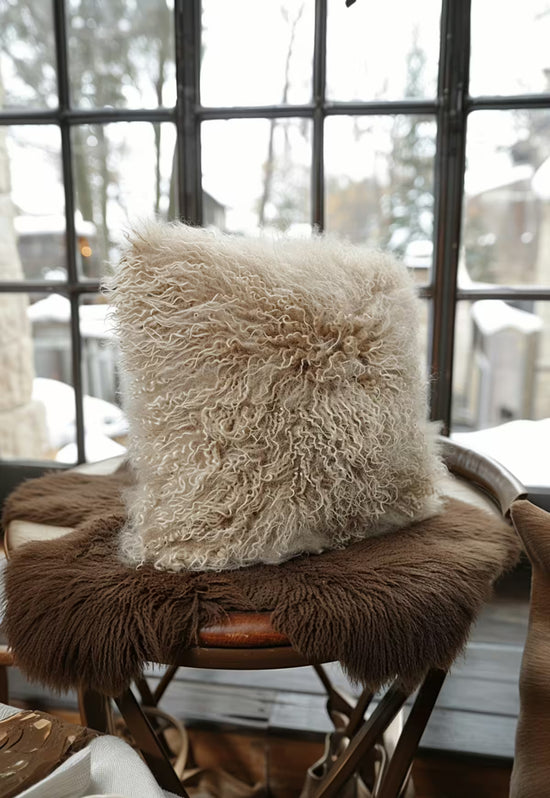 Lammfellkissen Tibet Beige mit Inlett