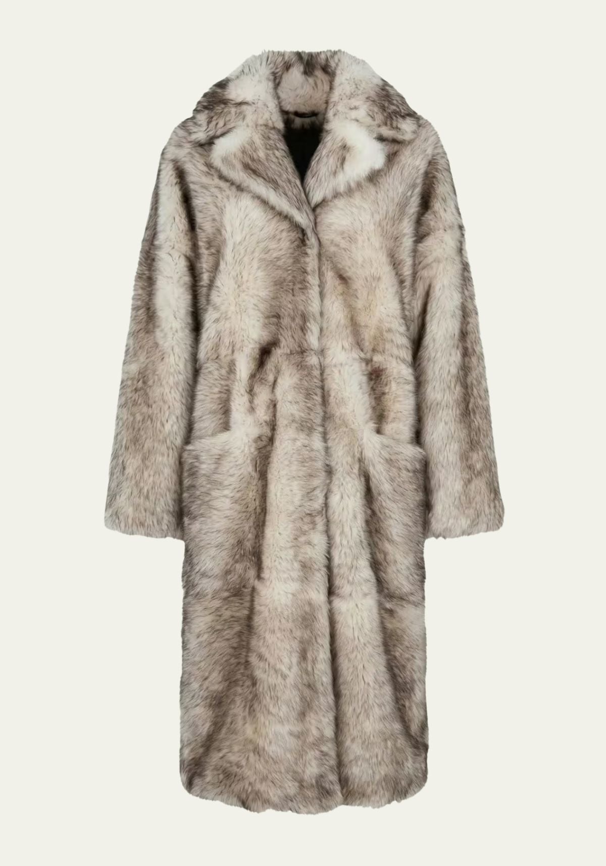 Exklusiver Toscana Lammfellmantel Frostgrau – Silbergrau mit Reverskragen  Modell 1076