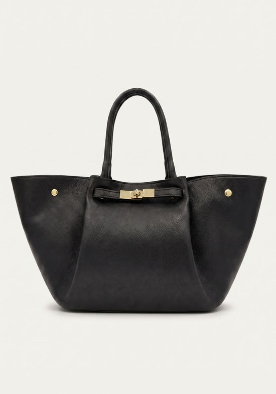 Luxus Damenhandtasche Echtleder Schwarz