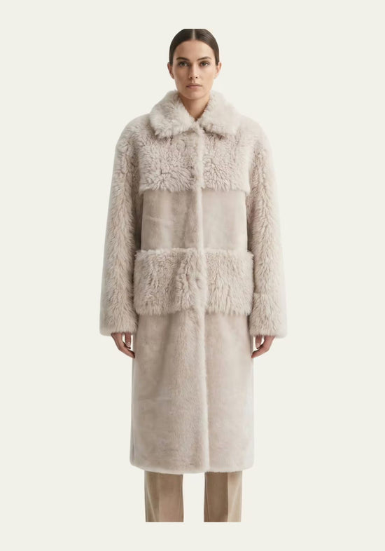 Shearling Wendemantel Damen – Luxus Lammfellmantel Modell 1022