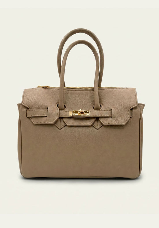 Elegante Echtleder-Handtasche Taupe – Schulter- & Henkeltasche