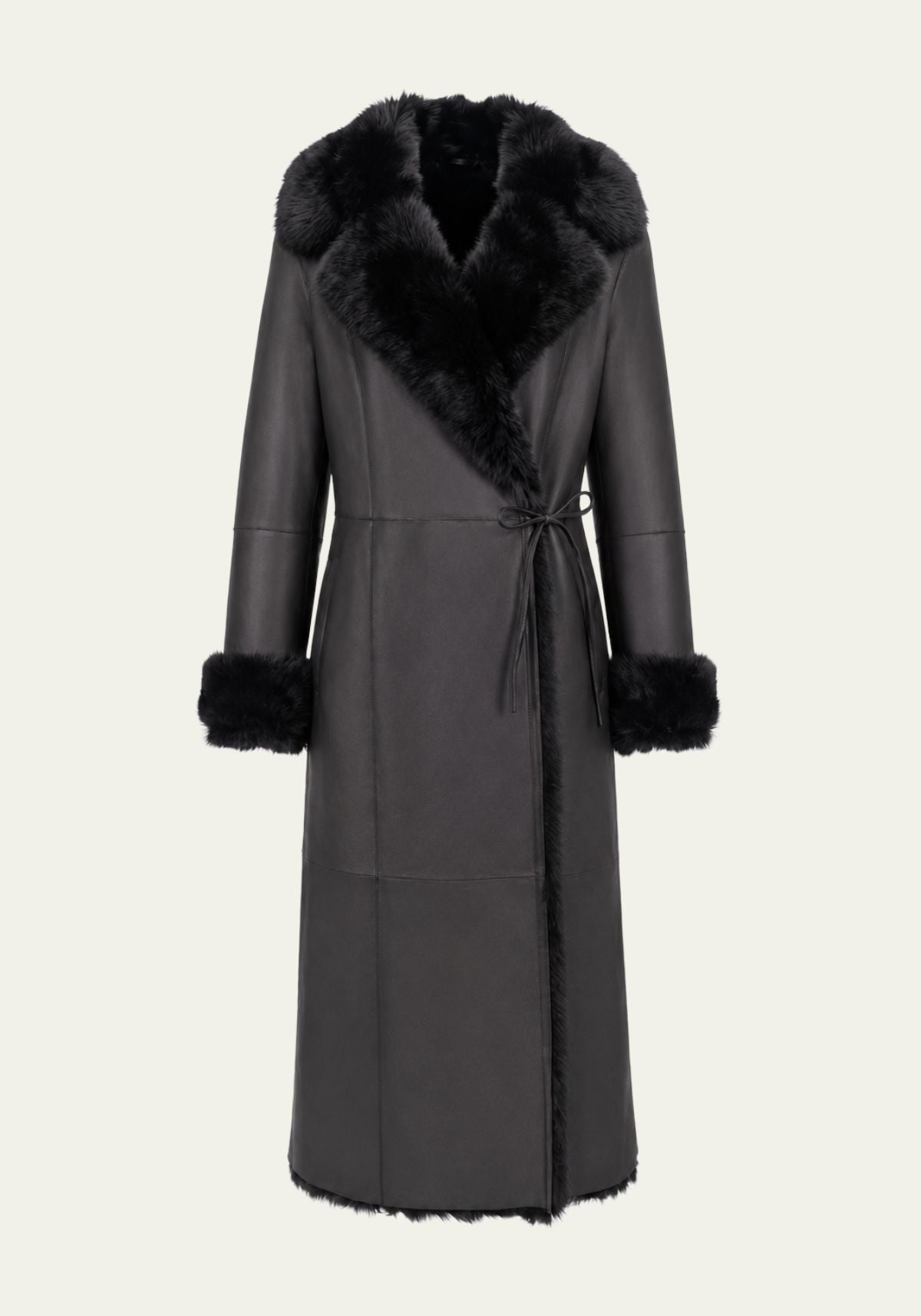 Exklusiver Toscana Lammfellmantel Schwarz – Premium Luxusmantel