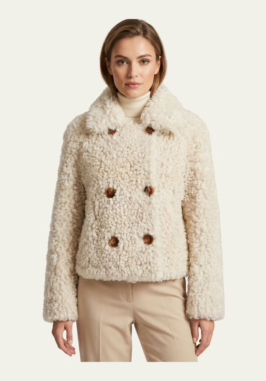 Curly Lammfell-Wendejacke Creme-Gold – Modell 4000