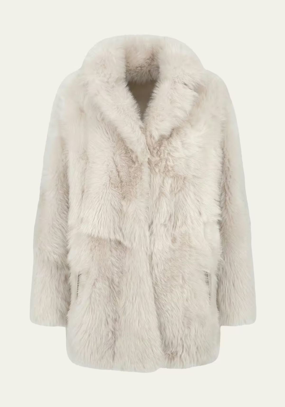 Luxuriöse Toscana Lammfelljacke in Creme-Beige – Modell 1040