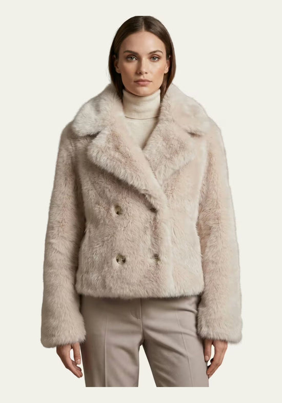 Luxuriöse Toscana Lammfelljacke in Creme-Beige – Modell 1039