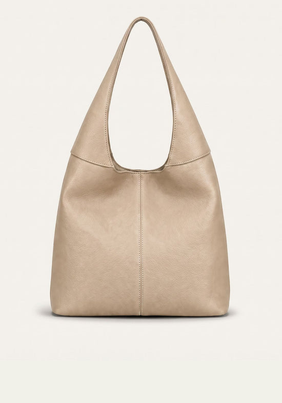 Minimalistische Hobo Bag Echtleder Cremebeige – Schultertasche