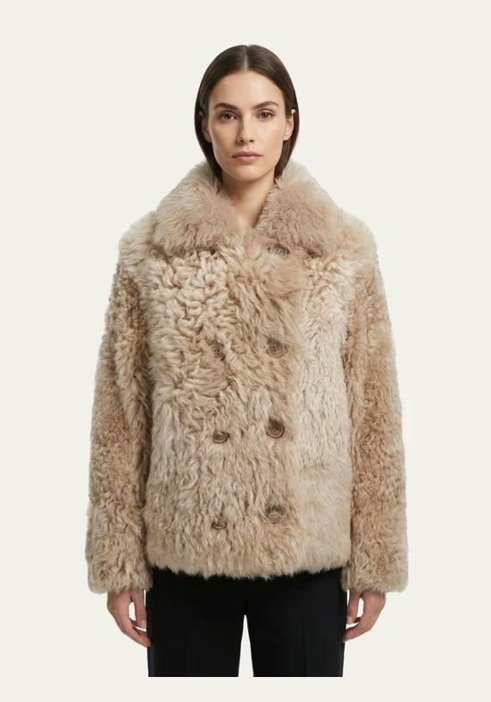 Curly Lammfell Wendejacke Beige – Doppelseitiger Luxus