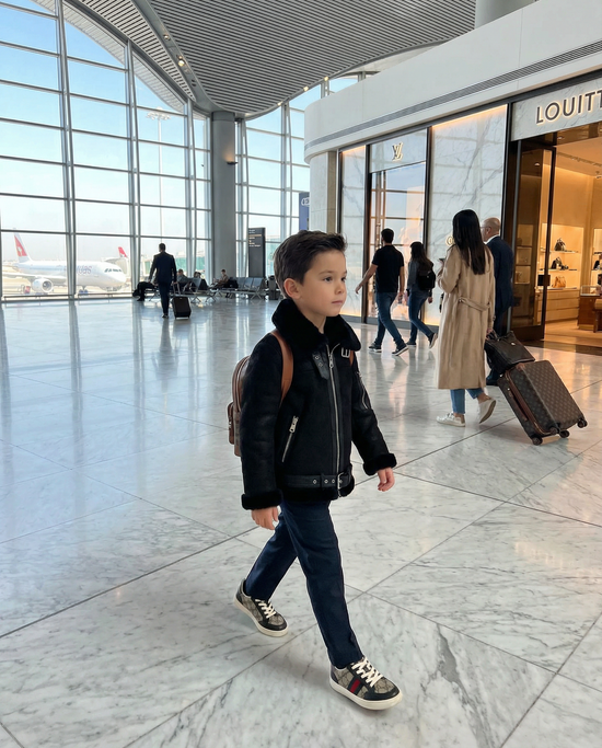 Kinder Lammfelljacke Dumbo Schwarz