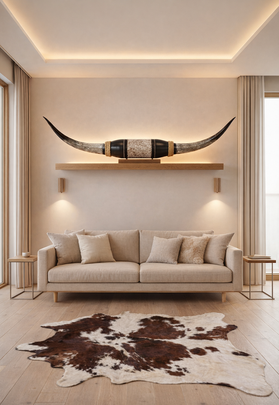 Czarna skórzana dekoracja ścienna Standard Longhorns Big Gun