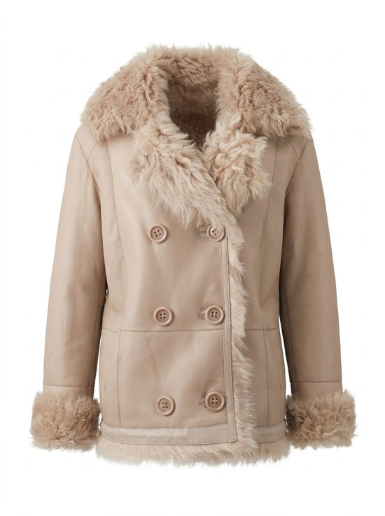 Curly Lammfell Wendejacke Beige – Doppelseitiger Luxus