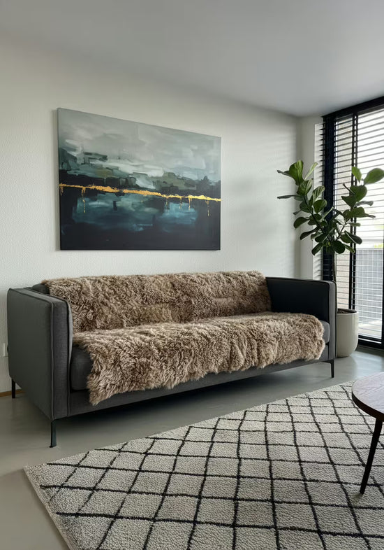 Lammfelldecke Toscana – Cappuccino Curly 195 x 155 cm