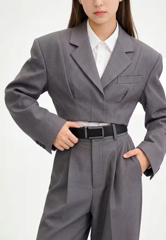Pasek skórzany czarny z bawolej skóry z matową klamrą - Unisex